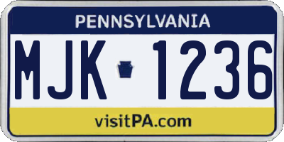 PA license plate MJK1236