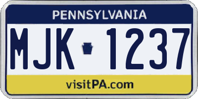 PA license plate MJK1237