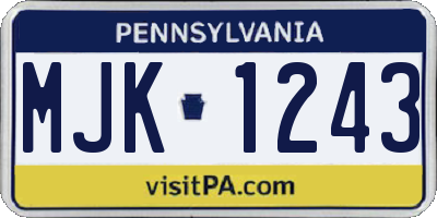 PA license plate MJK1243