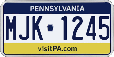 PA license plate MJK1245