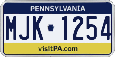 PA license plate MJK1254
