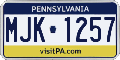 PA license plate MJK1257