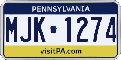 PA license plate MJK1274