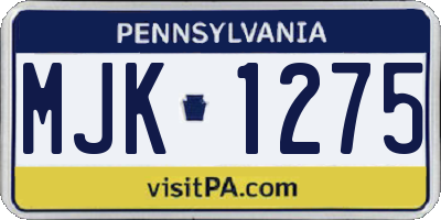 PA license plate MJK1275