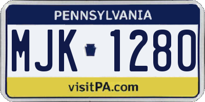 PA license plate MJK1280