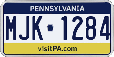 PA license plate MJK1284