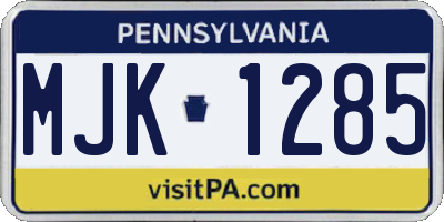 PA license plate MJK1285