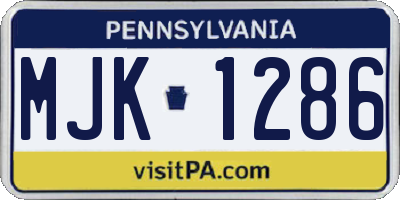 PA license plate MJK1286