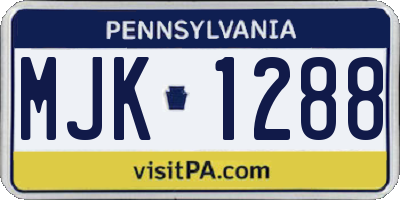 PA license plate MJK1288