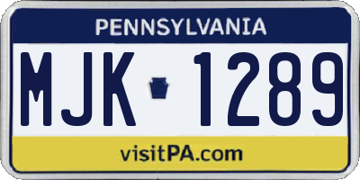 PA license plate MJK1289