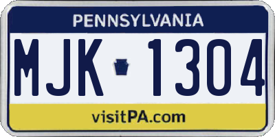PA license plate MJK1304