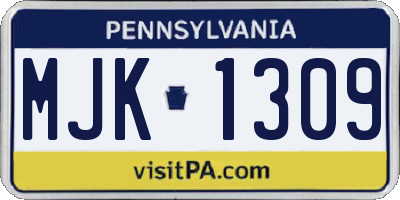 PA license plate MJK1309