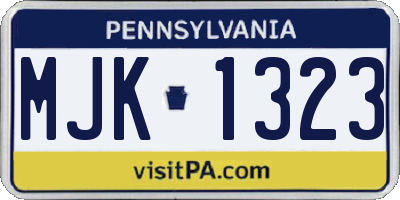 PA license plate MJK1323