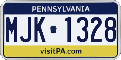 PA license plate MJK1328