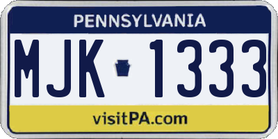 PA license plate MJK1333