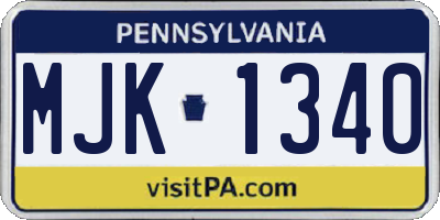 PA license plate MJK1340