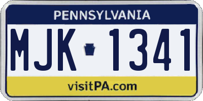 PA license plate MJK1341