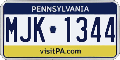 PA license plate MJK1344