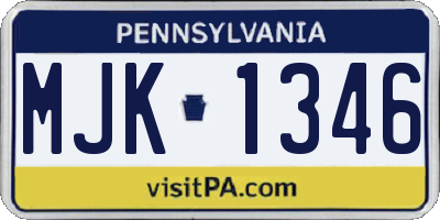 PA license plate MJK1346