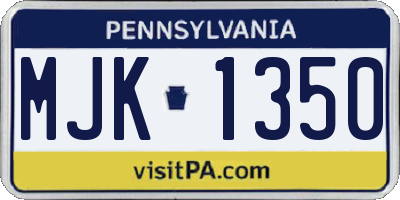 PA license plate MJK1350