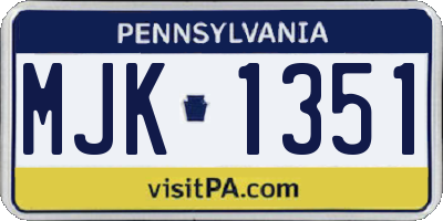 PA license plate MJK1351
