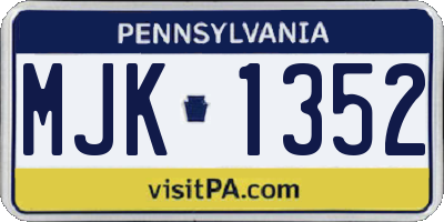 PA license plate MJK1352