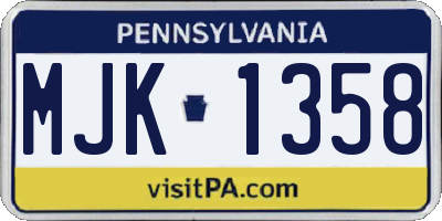 PA license plate MJK1358