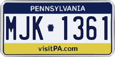 PA license plate MJK1361