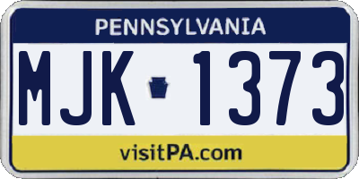 PA license plate MJK1373