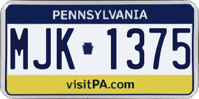 PA license plate MJK1375