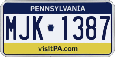 PA license plate MJK1387