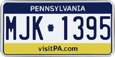 PA license plate MJK1395