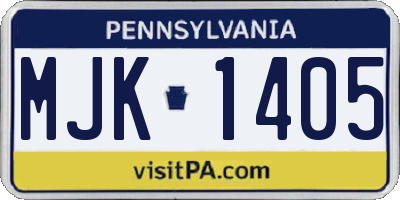 PA license plate MJK1405