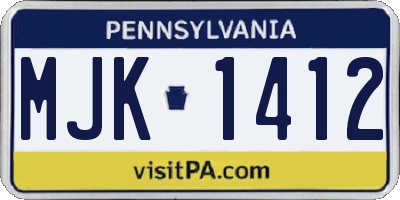 PA license plate MJK1412
