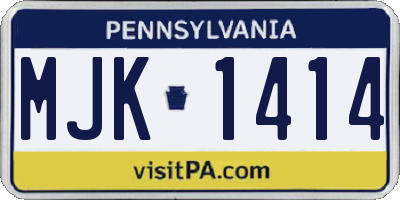 PA license plate MJK1414