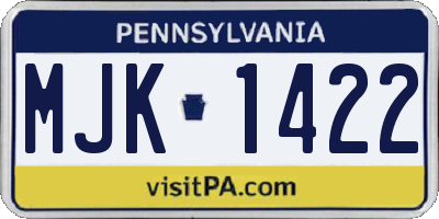 PA license plate MJK1422