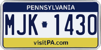 PA license plate MJK1430
