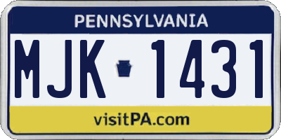 PA license plate MJK1431