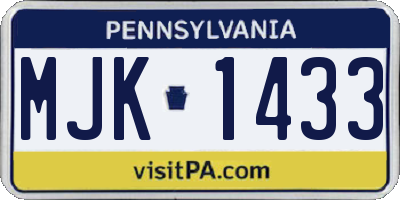 PA license plate MJK1433