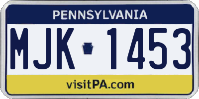 PA license plate MJK1453