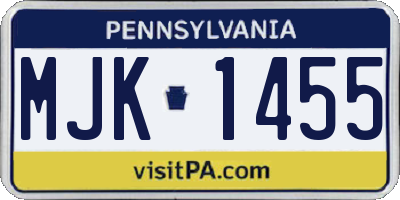 PA license plate MJK1455