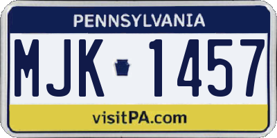 PA license plate MJK1457