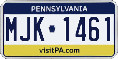 PA license plate MJK1461
