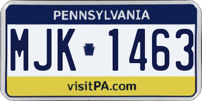 PA license plate MJK1463