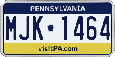 PA license plate MJK1464