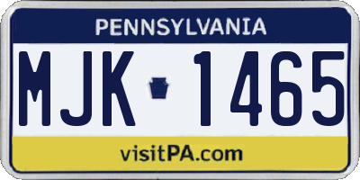 PA license plate MJK1465