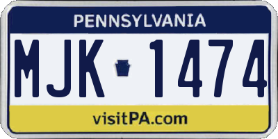 PA license plate MJK1474