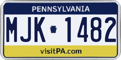 PA license plate MJK1482