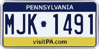 PA license plate MJK1491