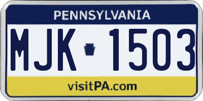 PA license plate MJK1503